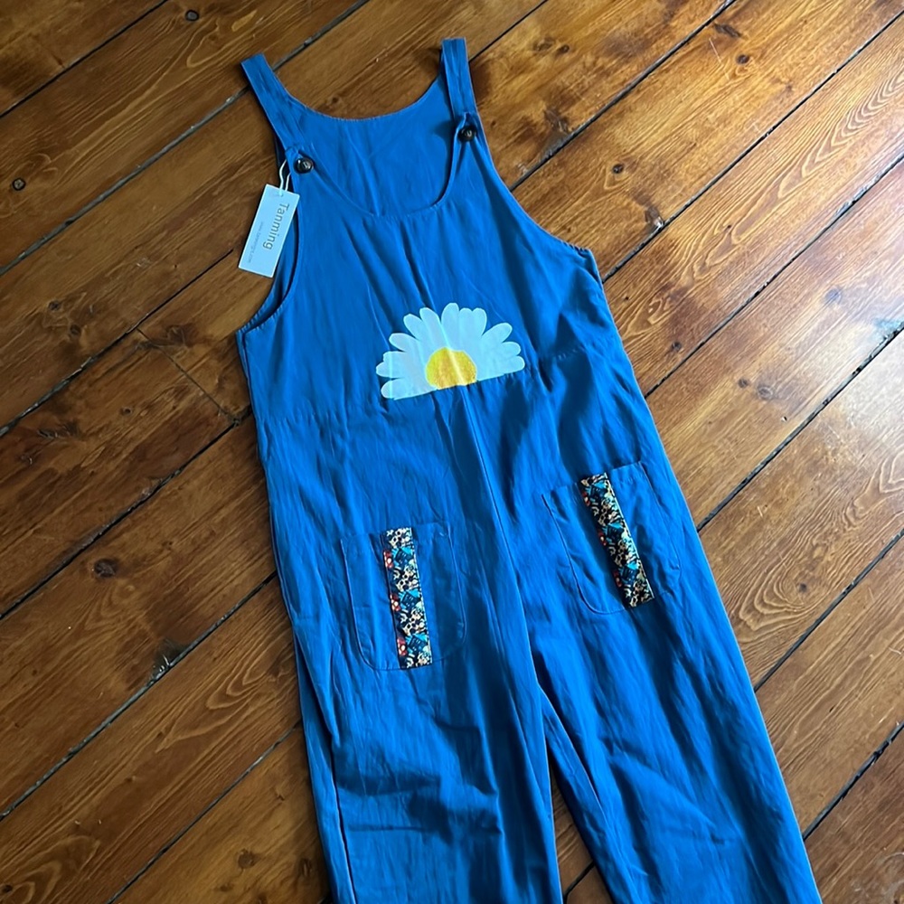 NWT fun, floral overalls